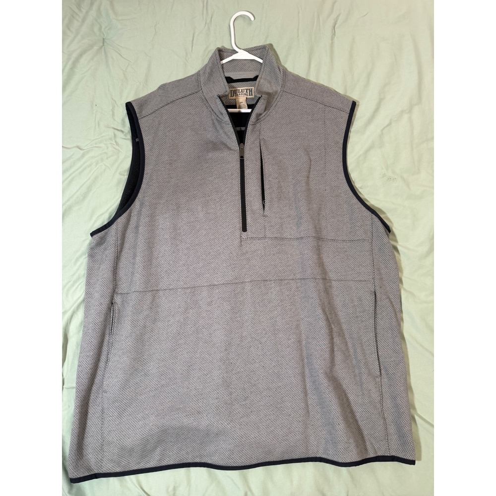 Duluth Trading Co Mens 3XL Gray Textured Quarter Zip Vest Mock Neck Workwear
